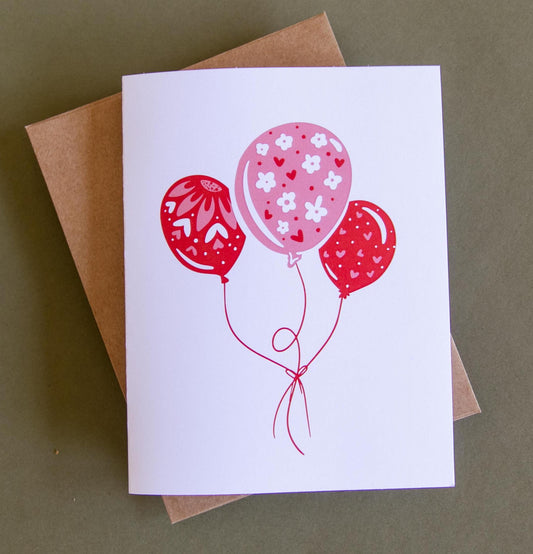 Floral Balloons - Blank Card - Card - Gift - Celebration Card - Valentines Day Card-Birthday Card- Birthday Balloons - Balloons