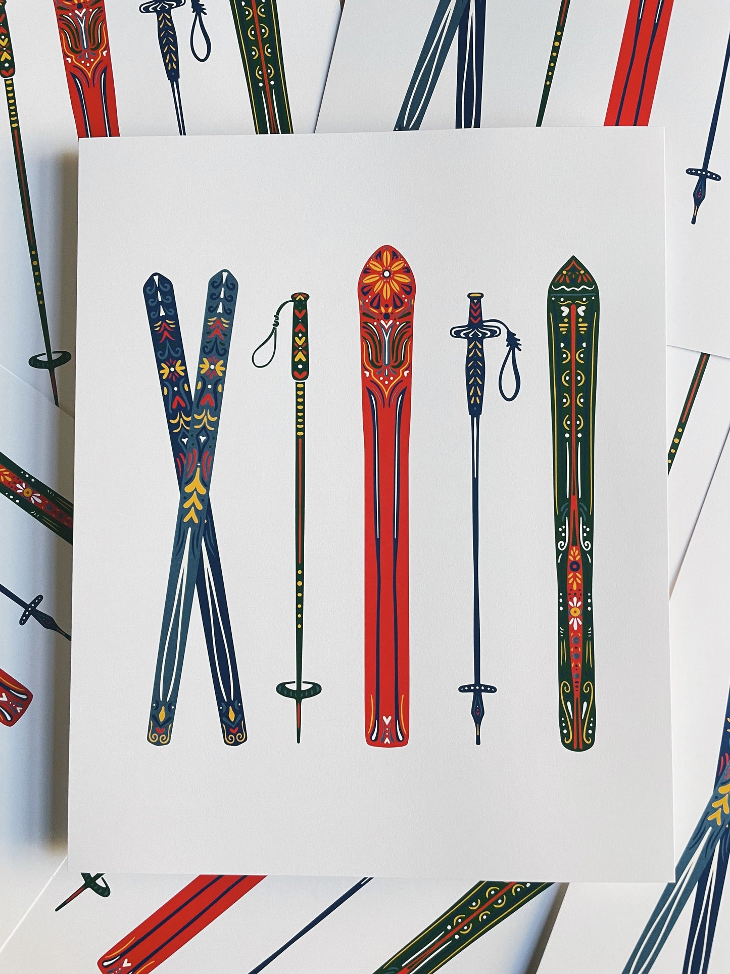 Apres Ski - Nordic Skis Print - Cabin Art - Ski Art - Winter Decor - Modern Cabin - Ski Wall decor - ski gifts- wall decor