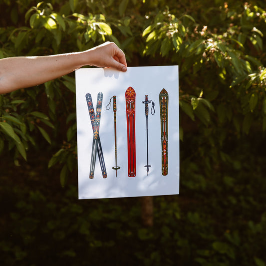 Apres Ski - Nordic Skis Print - Cabin Art - Ski Art - Winter Decor - Modern Cabin - Ski Wall decor - ski gifts- wall decor