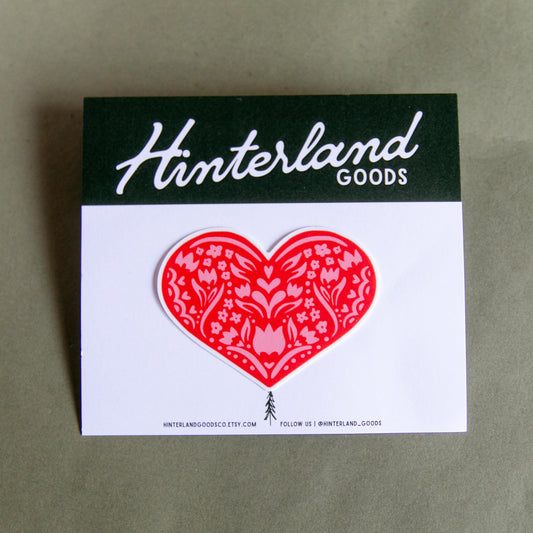 Floral Heart Sticker -Bumper Sticker - Water bottle sticker - Waterproof Sticker - Cute - Nordic- Valentine’s Day - Heart Sticker