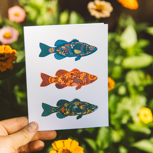 Fish Greeting Card - Blank Card - Lake Life - Summer - Gone Fishin'-Mail