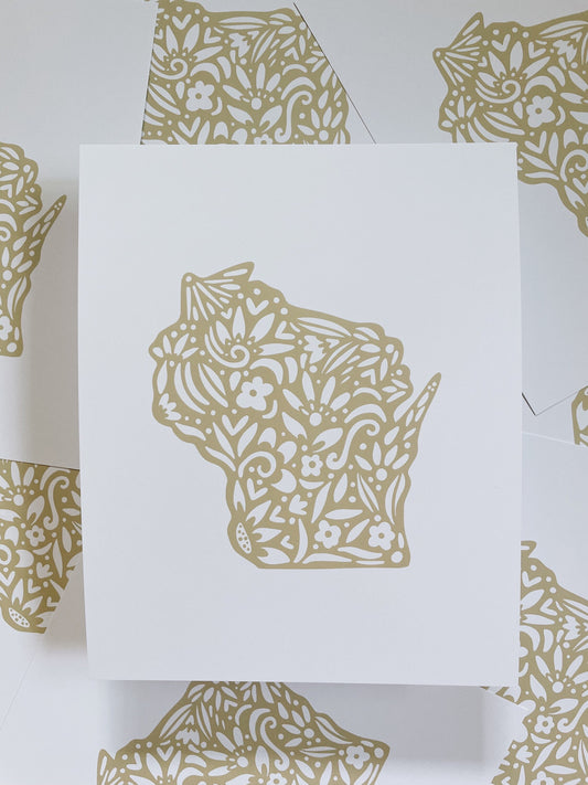 Wisconsin State Art - Wisconsin Print - Wall Art - On Wisconsin