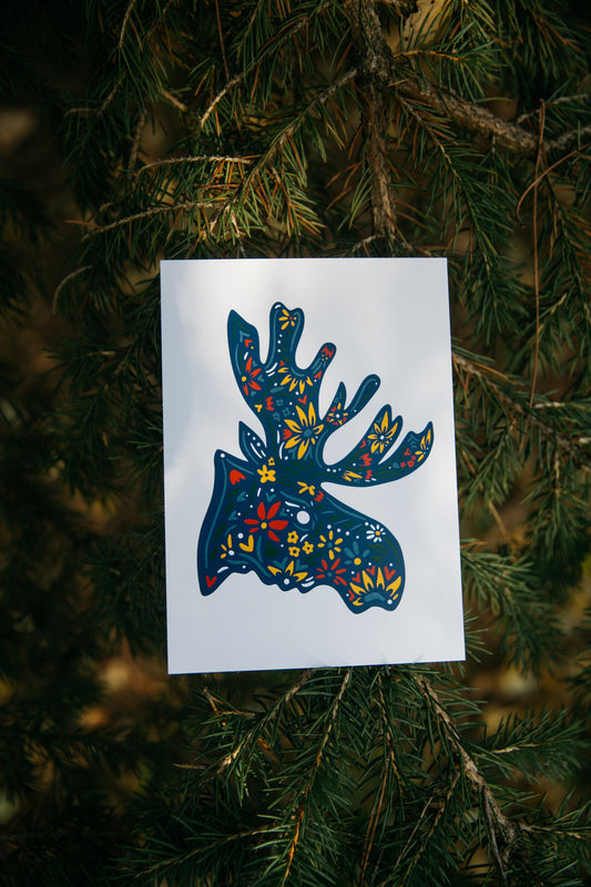 Nordic Moose - Moose Art - Moose Wall Art - Cabin Decor - Cozy Decor - Lake Life - Up North Art