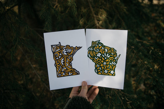 Minnesota Wisconsin State Wall Art - Nordic Art - Minnesotan - Minnesota Theme Home Decor - Vikings - Packers 5x7 Print