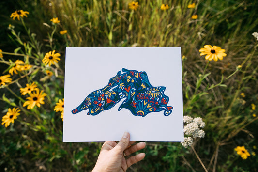 Great Lakes Art - Big Lake Wall Art - Midwest Art - Midwest Love - Cabin Art - Cabin Decor - Superior - 8x10