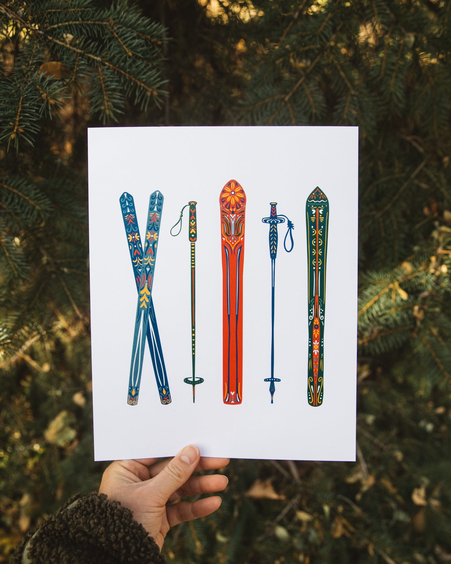 Apres Ski - Nordic Skis Print - Cabin Art - Ski Art - Winter Decor - Modern Cabin - Ski Wall decor - ski gifts- wall decor