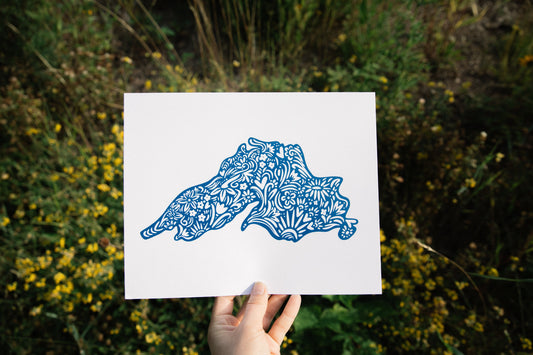 Great Lakes Art - Big Lake Wall Art - Midwest Art - Midwest Love - Cabin Art - Cabin Decor - Superior - 5x7