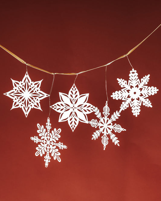 Paper Snowflakes set of 5 Holiday Decor