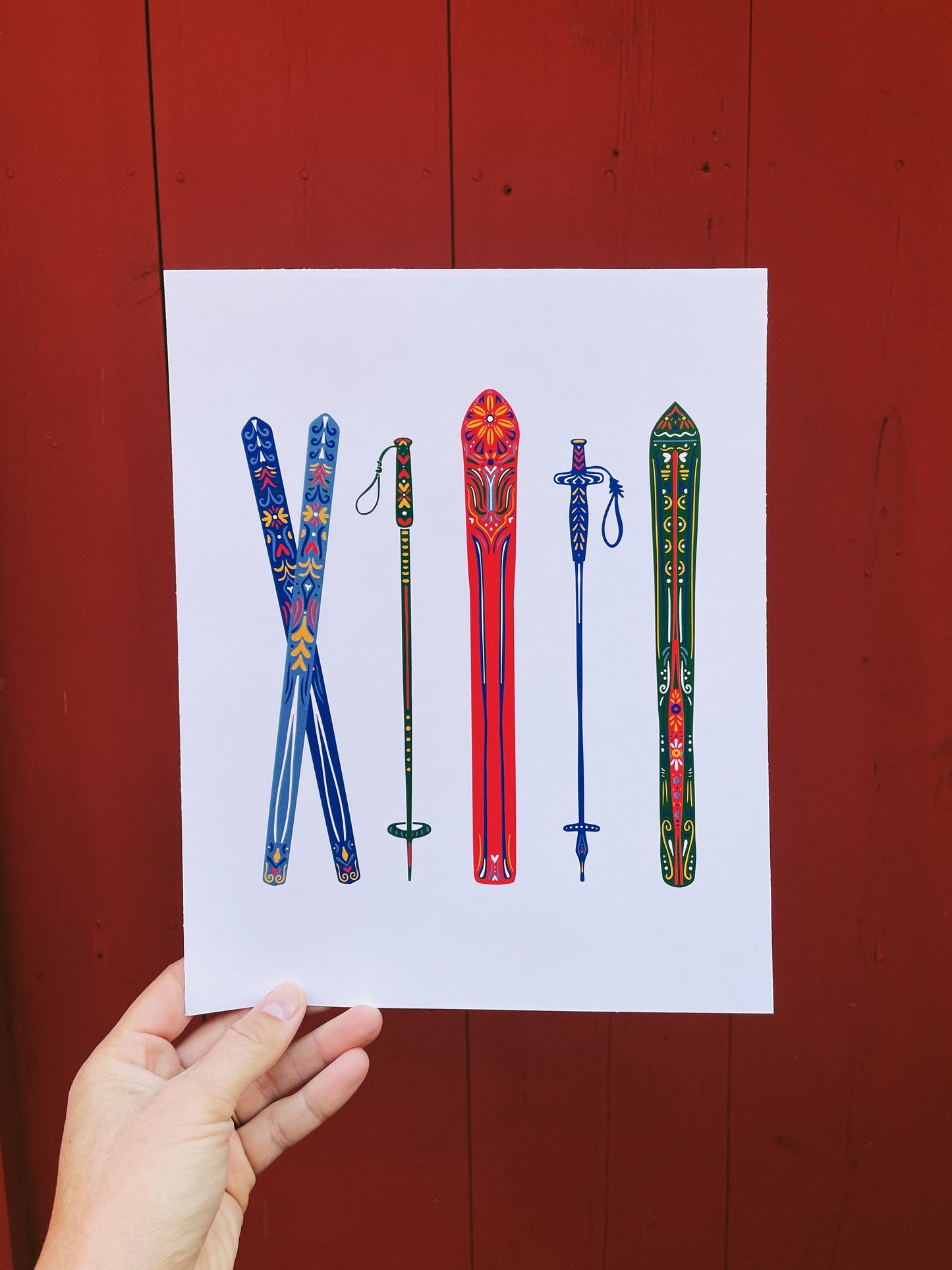 Apres Ski - Nordic Skis Print - Cabin Art - Ski Art - Winter Decor - Modern Cabin - Ski Wall decor - ski gifts- wall decor