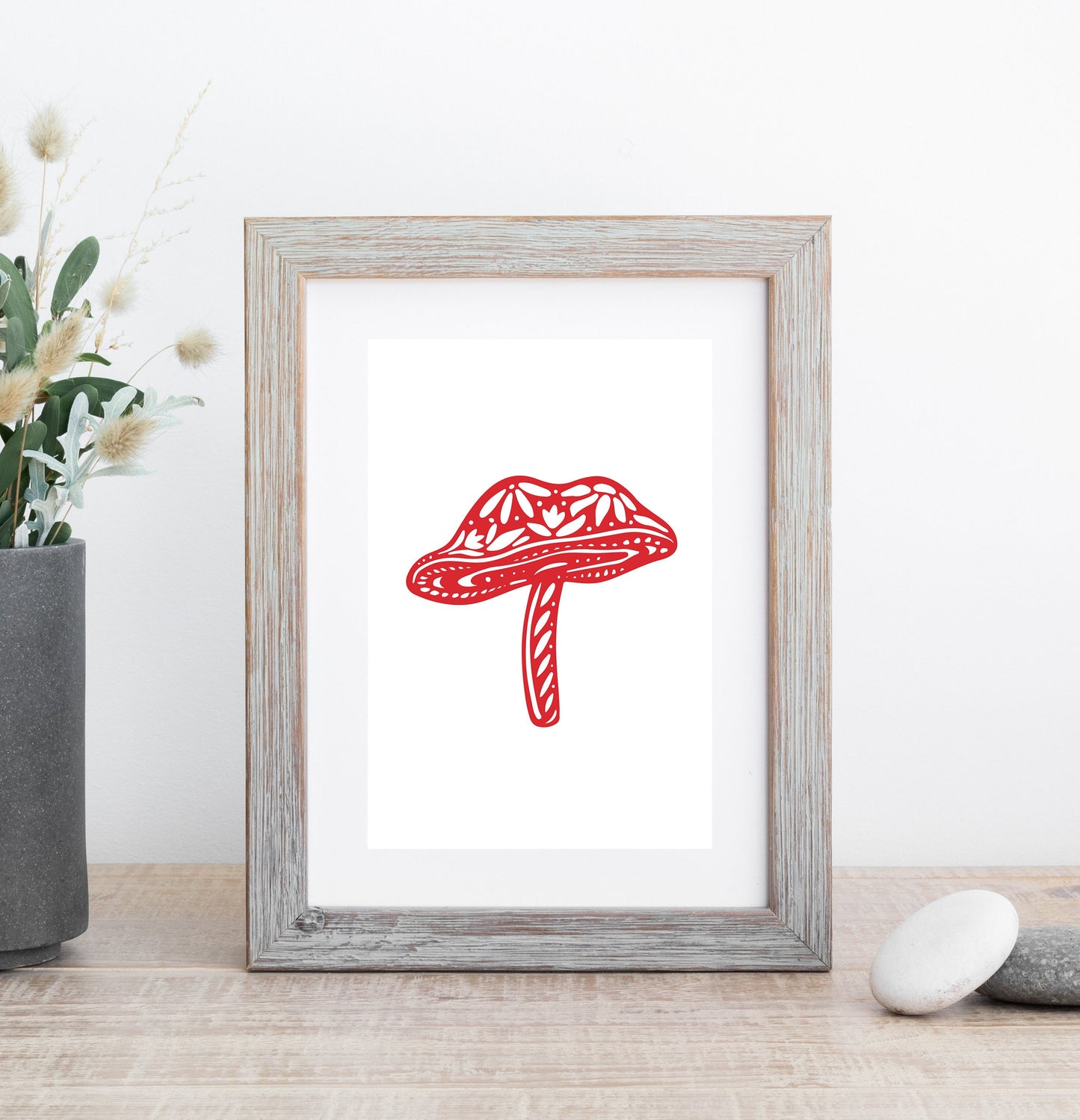 Mushroom Print - Nordic Home - Nature Art - 5x7 Print - Red Mushroom