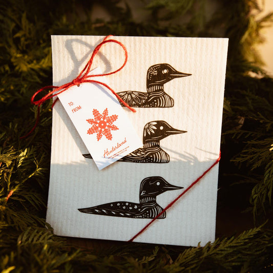 Common Loon Nordic Swedish Dish Cloth - Swedish Dish Towel - Eco Friendly - Reusable Paper Towel