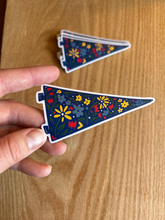 Floral Pennant Flag Sticker - Outdoorsy -Bumper Sticker - Water bottle sticker - Waterproof Sticker