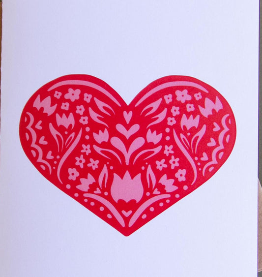 Floral Heart - Blank Card - Card - Gift - Nordic Design - Scandinavian Heart - Valentines Day Card