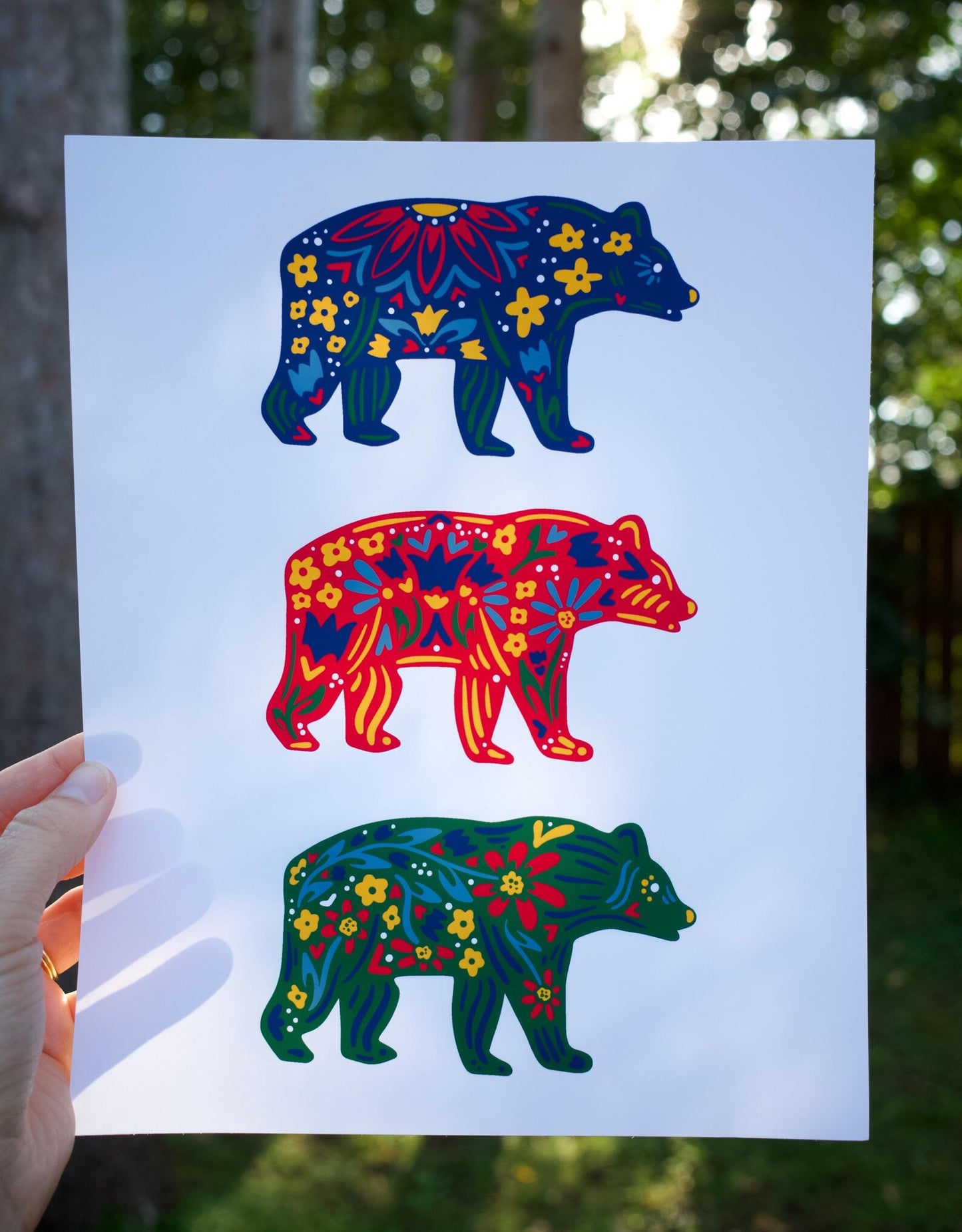 Bear Art Print – Woodland Animal Wall Decor – Scandinavian Folk Art – Cabin Wall Art – Nature Nursery Decor