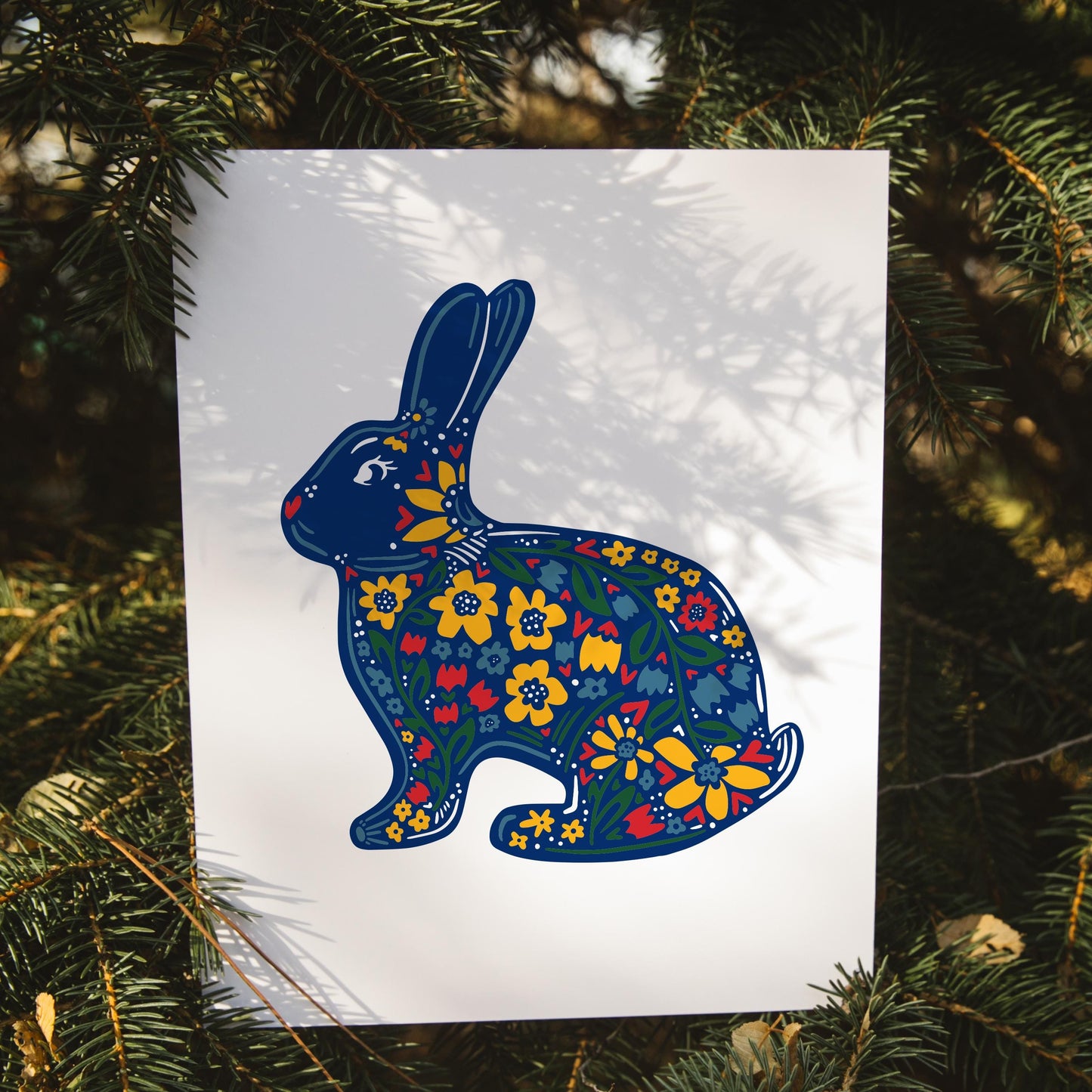 Bunny Wall Art-Woodland Nursery Art-Nordic-Folk-Scandinavian-Minimal