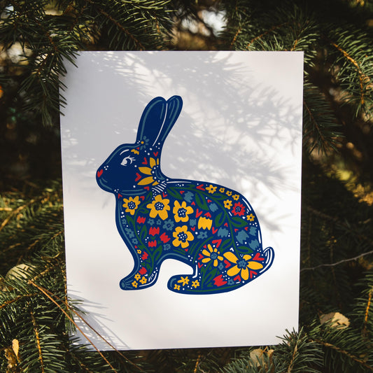 Bunny Wall Art-Woodland Nursery Art-Nordic-Folk-Scandinavian-Minimal