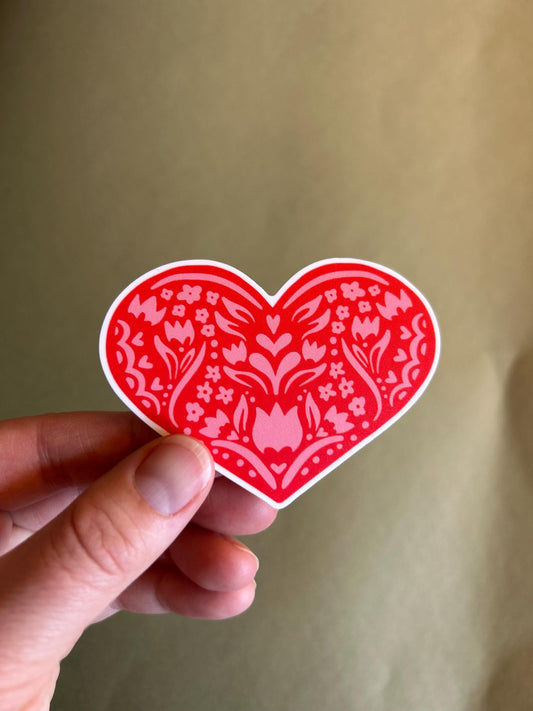 Floral Heart Sticker -Bumper Sticker - Water bottle sticker - Waterproof Sticker - Cute - Nordic- Valentine’s Day - Heart Sticker