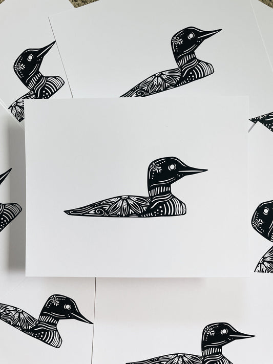 Loon Wall Art - Nordic Art -Print-Cabin Art - Classic Loon - Common Loon - Lake House Decor - Minnesota Loon - Maine Loon - Gift