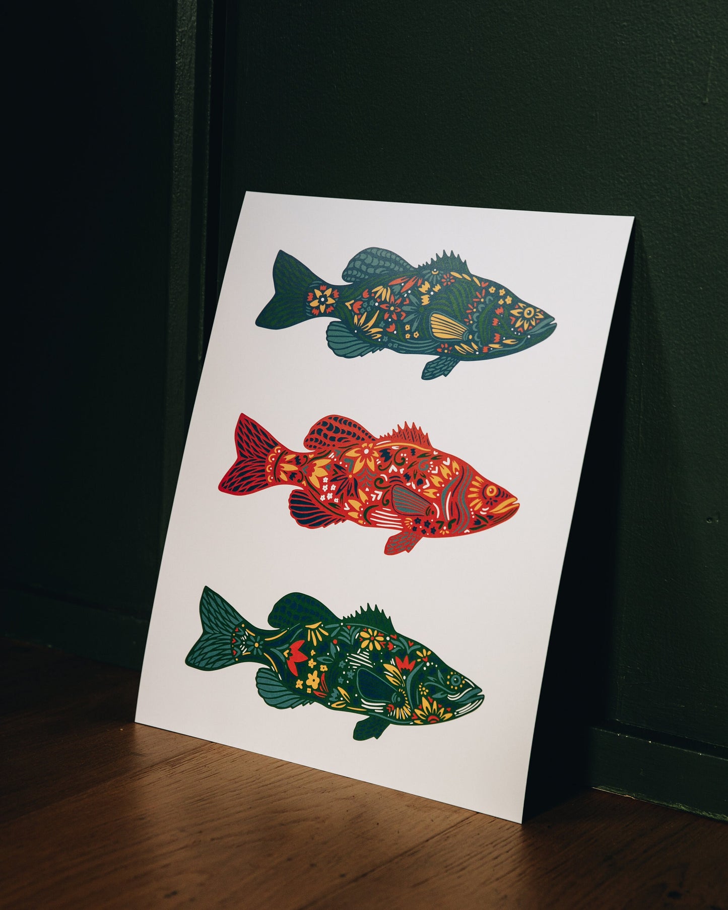 Fish Art - Fish Print - Cabin Art -  Nature Decor - Fishing Lover Gift - Father's Day Gift - Bass Fish