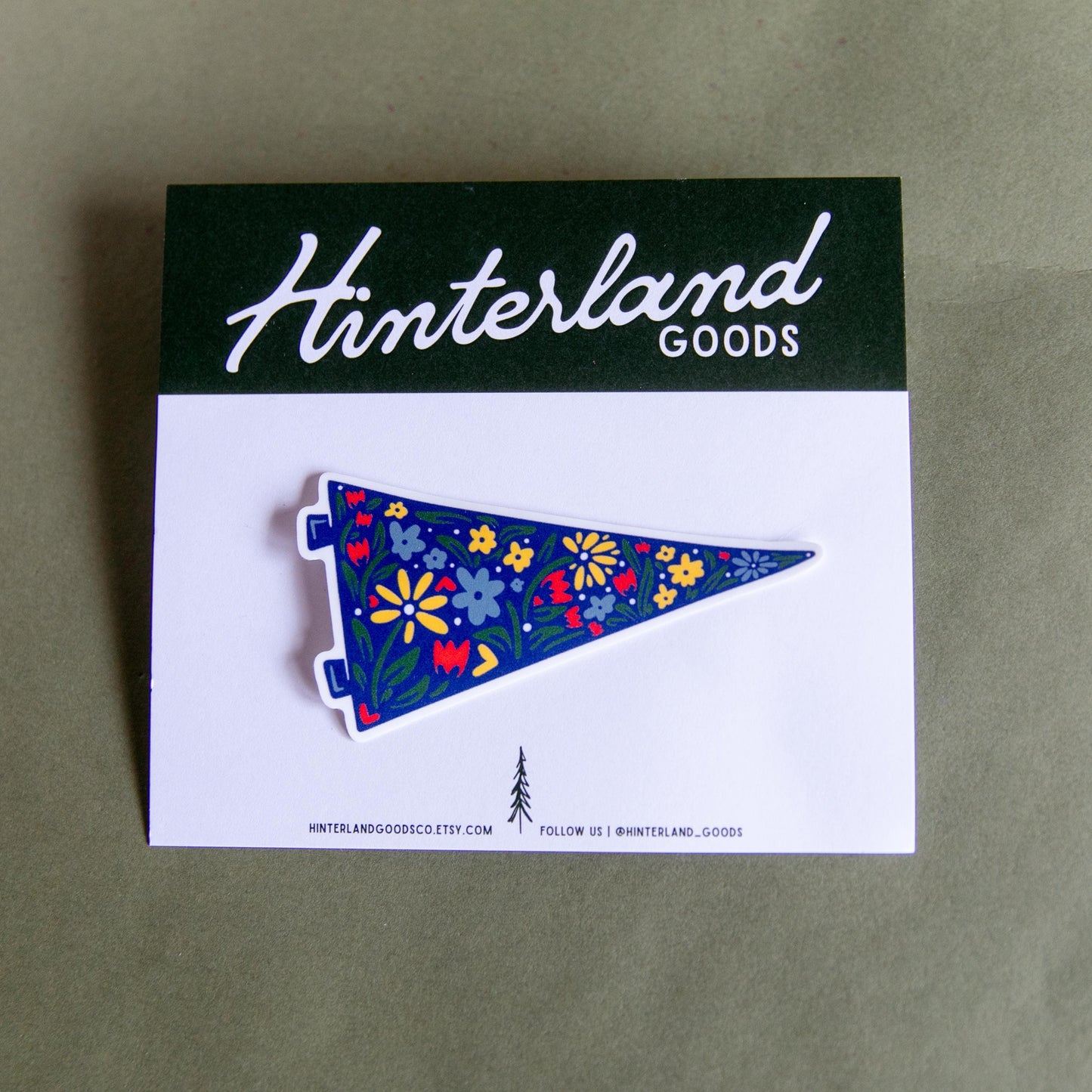 Floral Pennant Flag Sticker - Outdoorsy -Bumper Sticker - Water bottle sticker - Waterproof Sticker