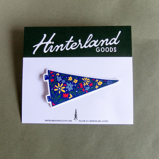 Floral Pennant Flag Sticker - Outdoorsy -Bumper Sticker - Water bottle sticker - Waterproof Sticker