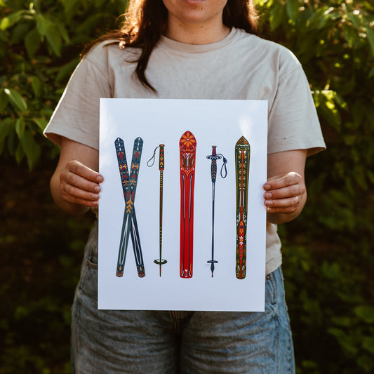 Apres Ski - Nordic Skis Print - Cabin Art - Ski Art - Winter Decor - Modern Cabin - Ski Wall decor - ski gifts- wall decor