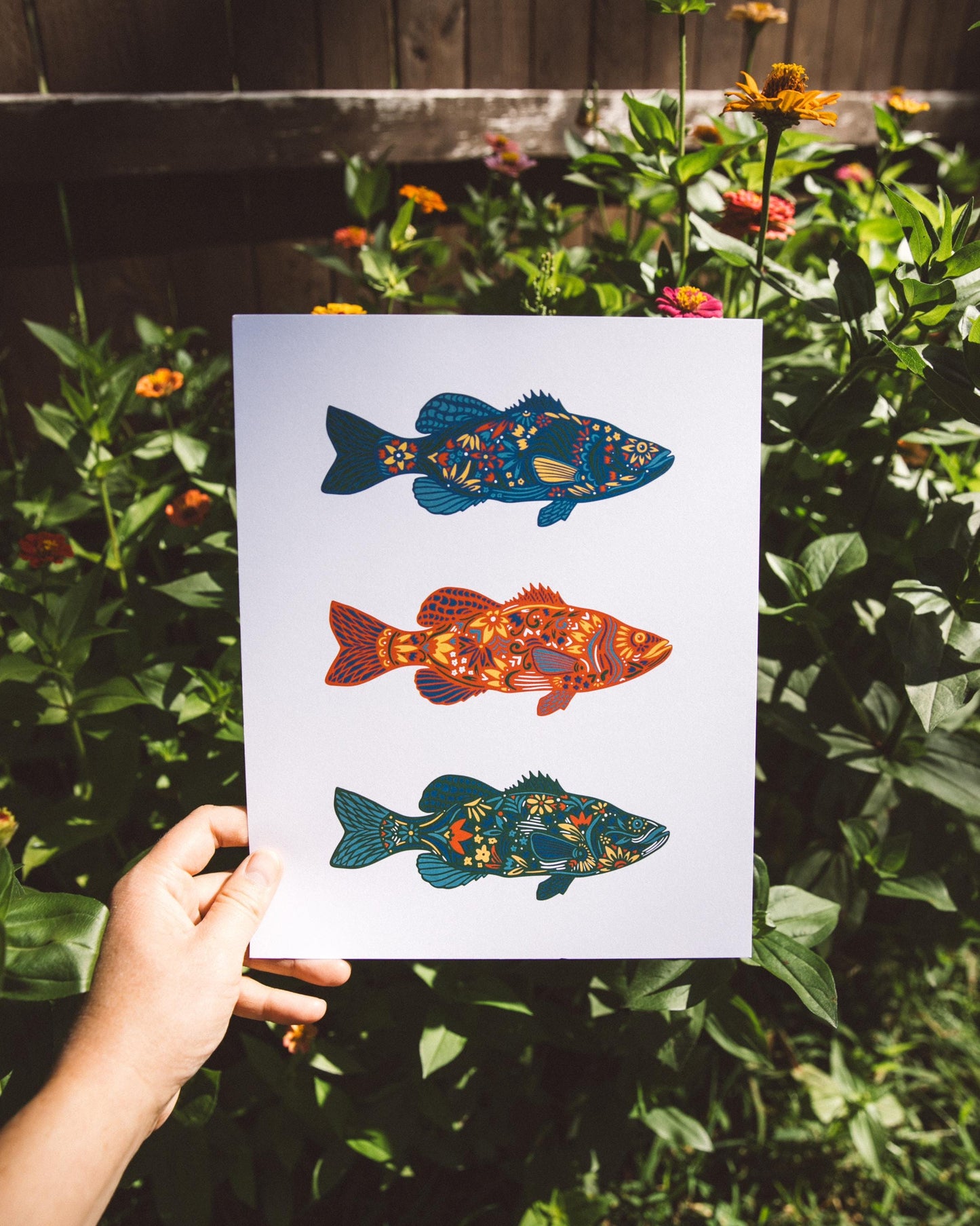 Fish Art - Fish Print - Cabin Art -  Nature Decor - Fishing Lover Gift - Father's Day Gift - Bass Fish