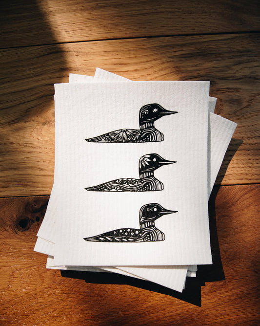 Common Loon Nordic Swedish Dish Cloth - Swedish Dish Towel - Eco Friendly - Reusable Paper Towel