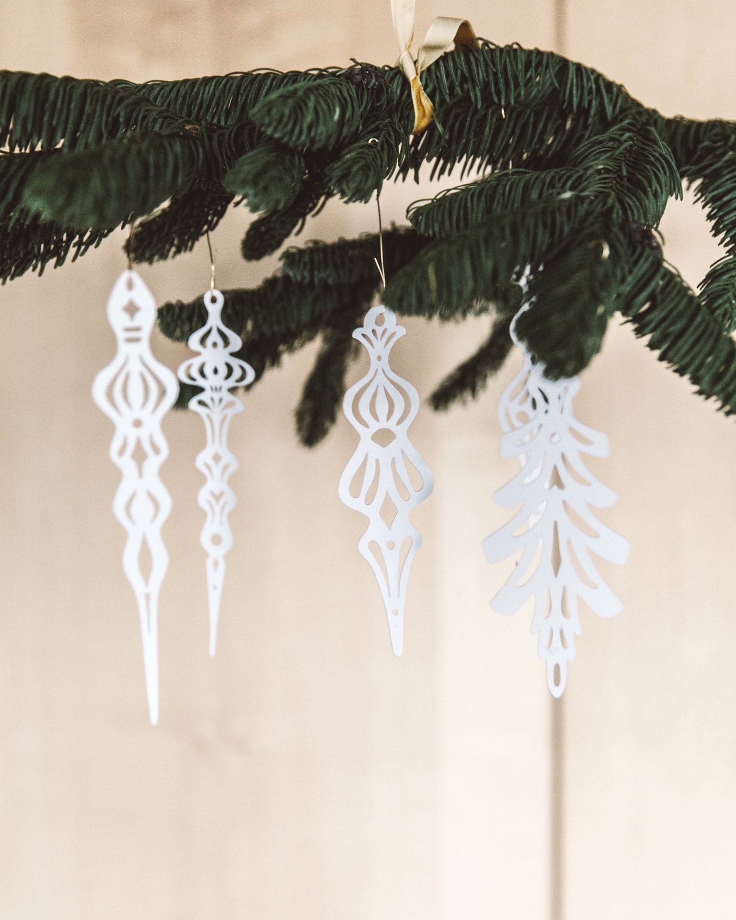 Cardstock Paper Icicles - set of 10 - hand drawn - Ornate Icicles - Snowflakes - Holiday Decor - Unique Paper Decorations