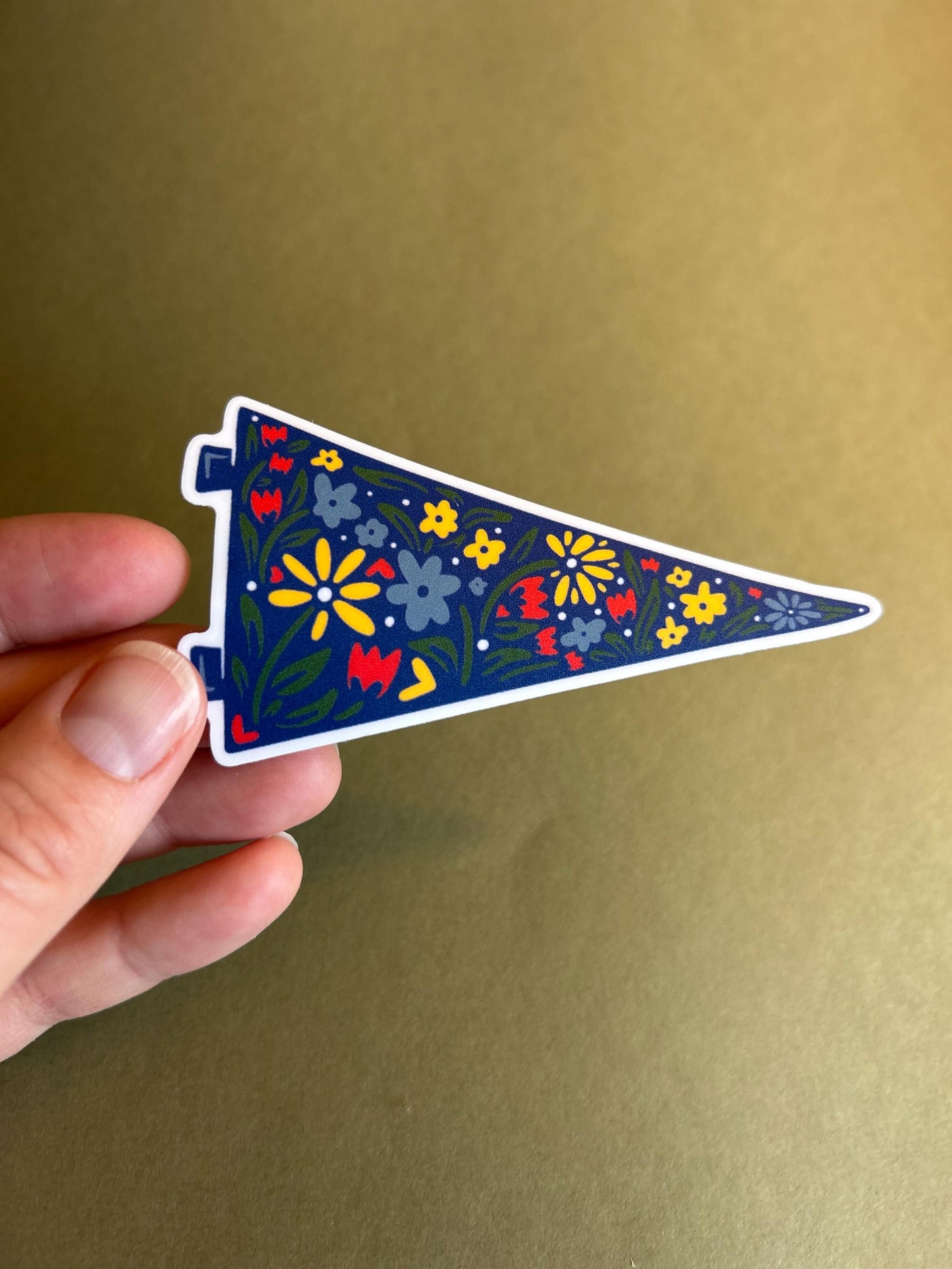 Floral Pennant Flag Sticker - Outdoorsy -Bumper Sticker - Water bottle sticker - Waterproof Sticker