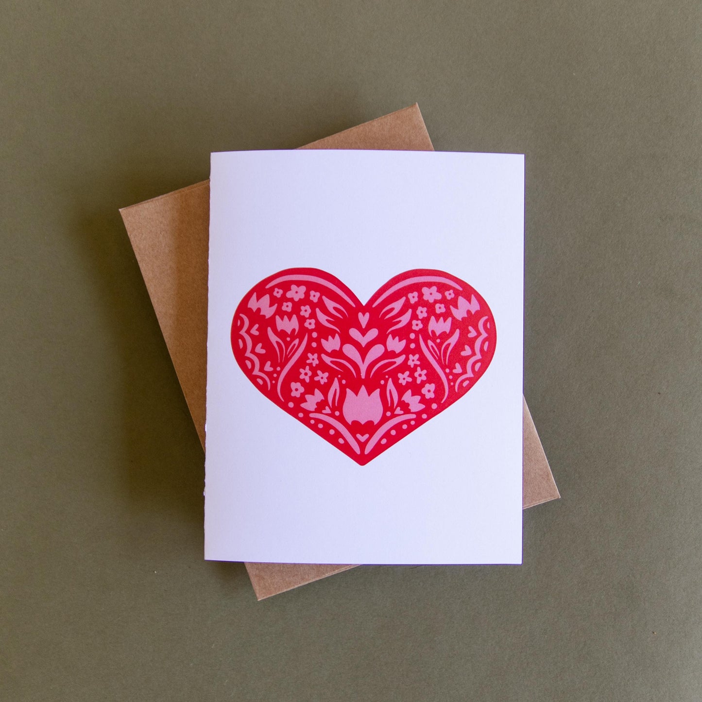 Floral Heart - Blank Card - Card - Gift - Nordic Design - Scandinavian Heart - Valentines Day Card