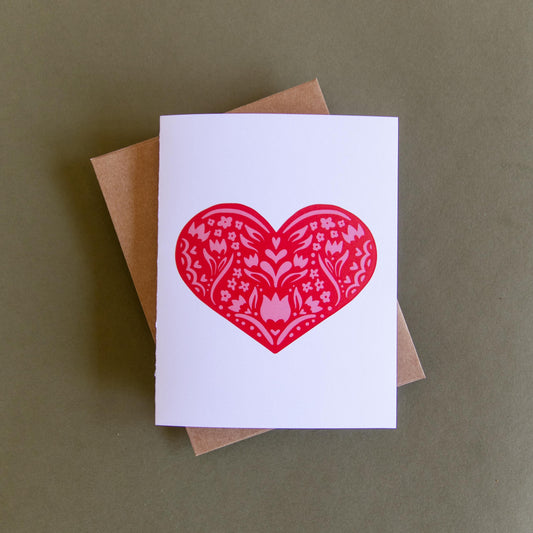 Floral Heart - Blank Card - Card - Gift - Nordic Design - Scandinavian Heart - Valentines Day Card