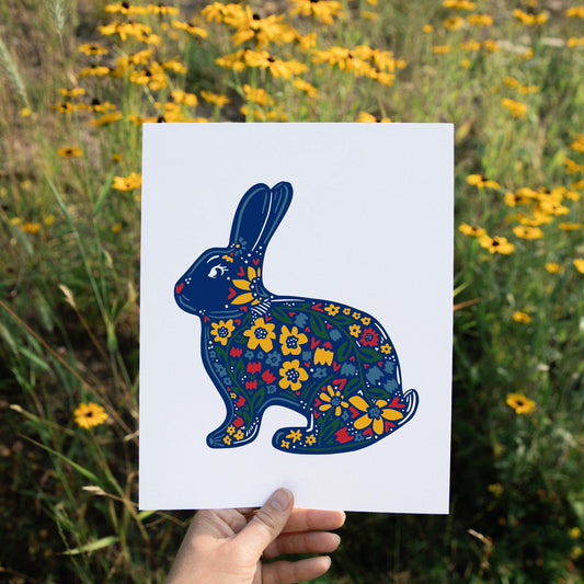 Bunny Wall Art-Woodland Nursery Art-Nordic-Folk-Scandinavian-Minimal