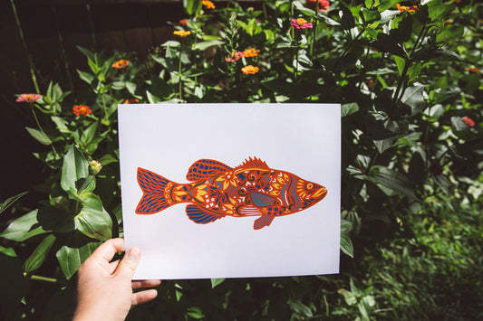 Fish Art- Fishing Decor - Minnesota Art - Lake House Art - Fishing Lover Wall Art - Bass Print