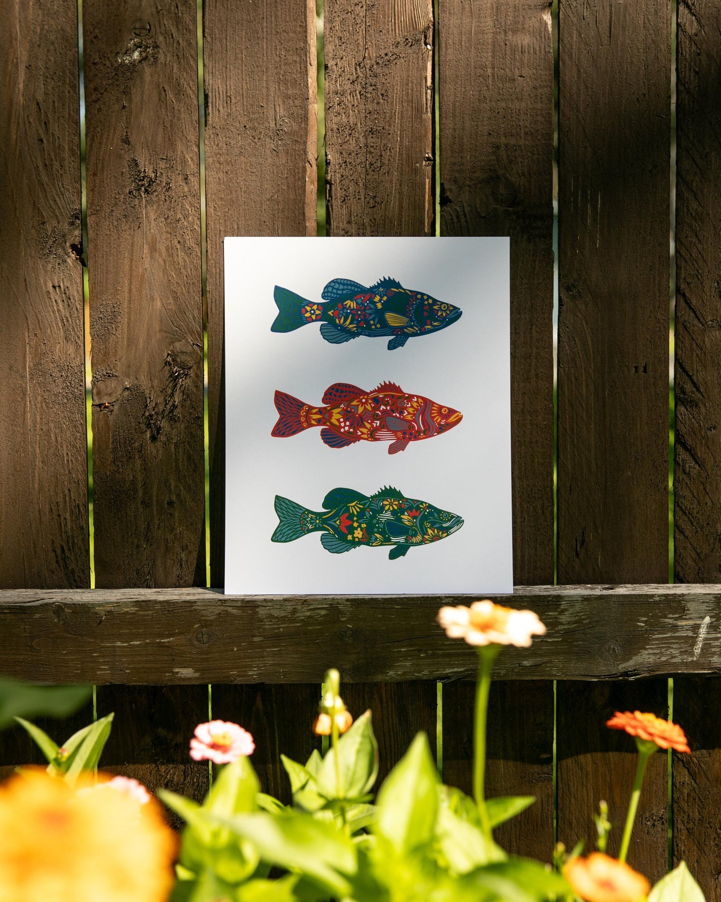 Fish Art - Fish Print - Cabin Art -  Nature Decor - Fishing Lover Gift - Father's Day Gift - Bass Fish