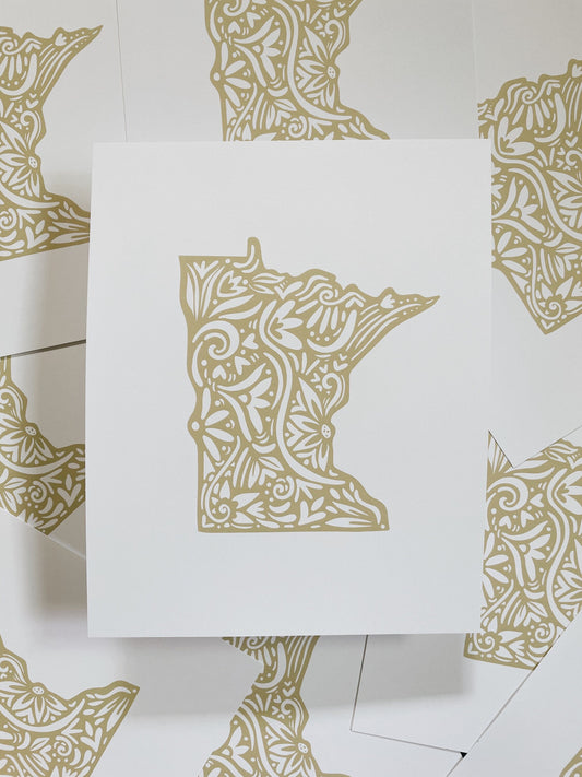 Minnesota State - Midwest - Minnesotan - MN Art - Cabin Decor