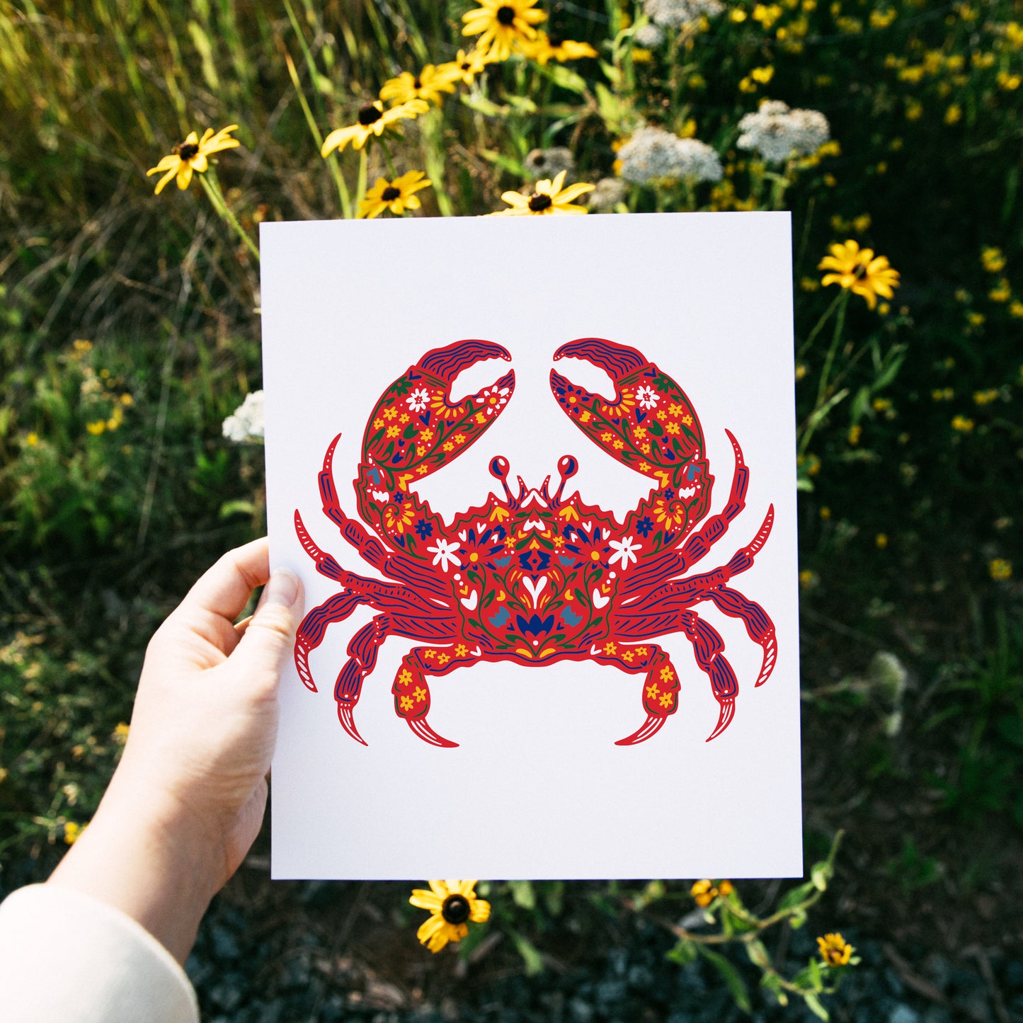 Folk Art Crab Print