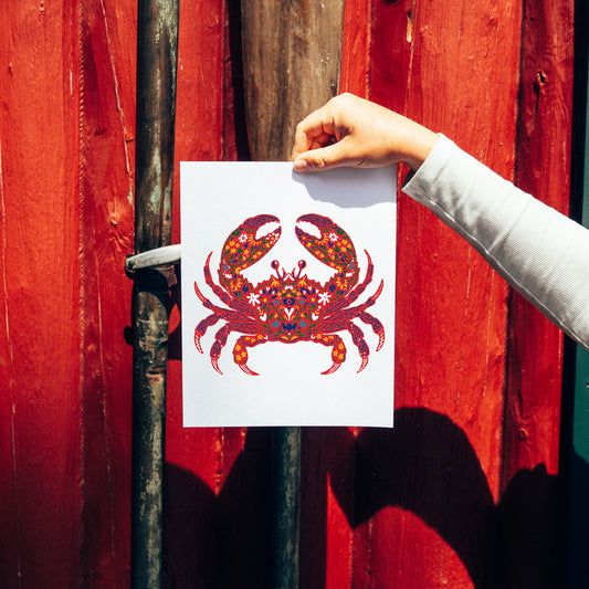 Folk Art Crab Print
