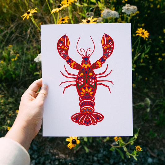 Lobster Print-Maine Lover-East Coast Art-Cape Cod-Scandinavian Art-Coastal Decor-Kitchen Art-Red Lobster-Wall Decor-Blue Lobster-Boston Art-