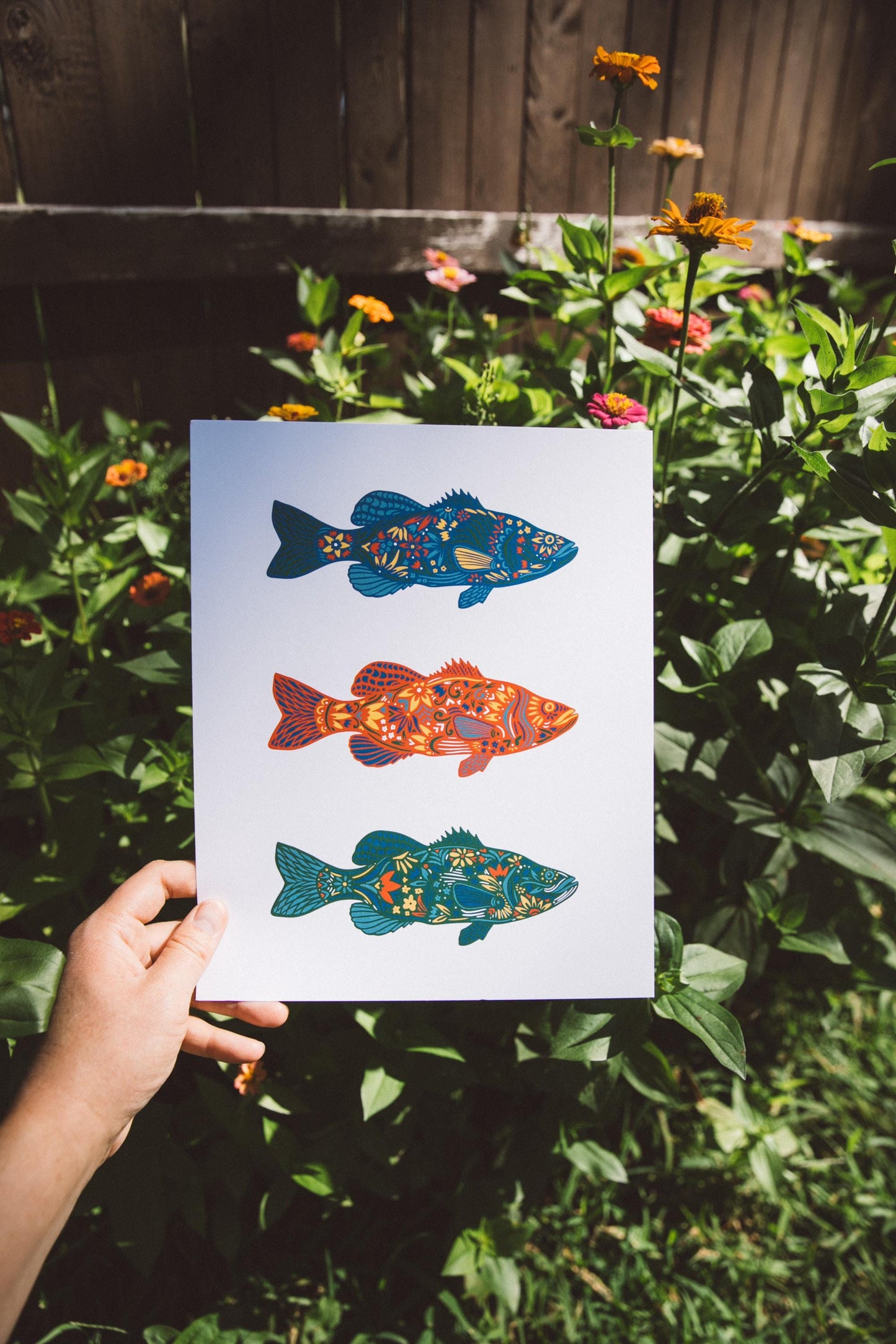 Fish Art - Fish Print - Cabin Art -  Nature Decor - Fishing Lover Gift - Father's Day Gift - Bass Fish