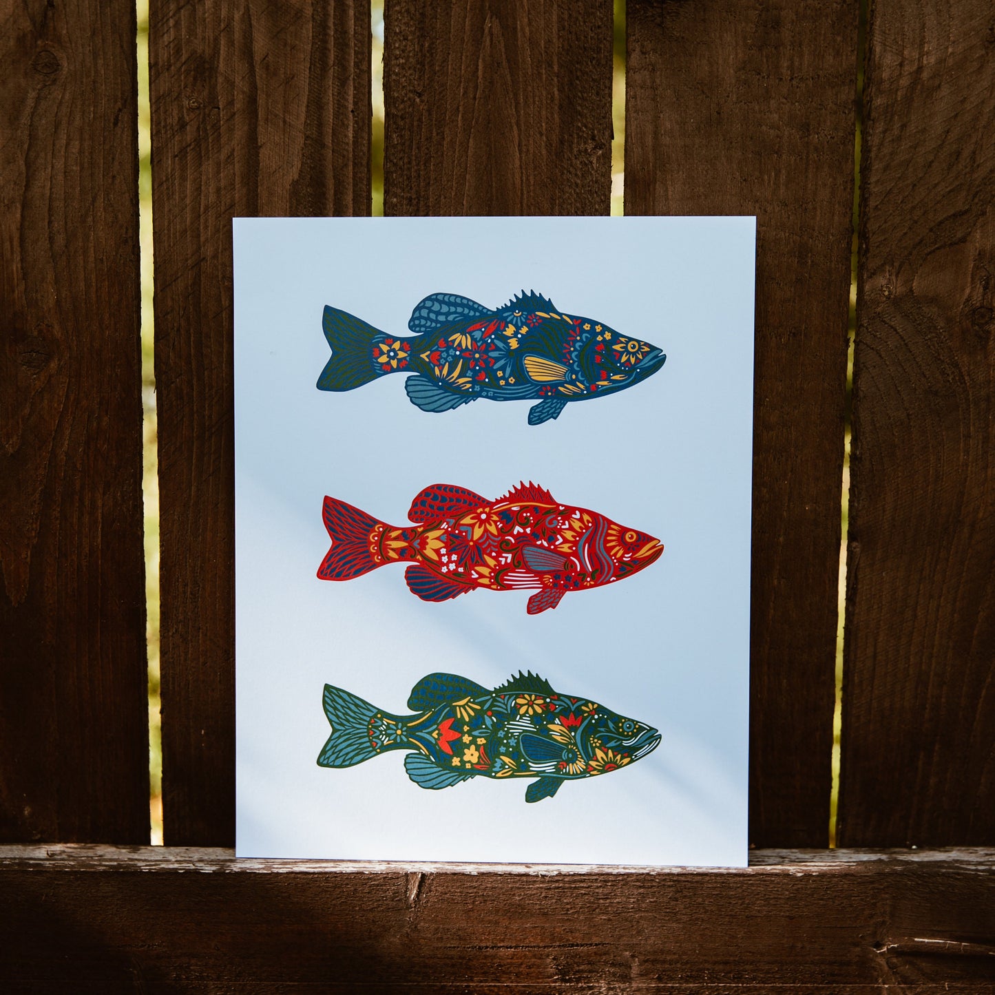 Fish Art - Fish Print - Cabin Art -  Nature Decor - Fishing Lover Gift - Father's Day Gift - Bass Fish
