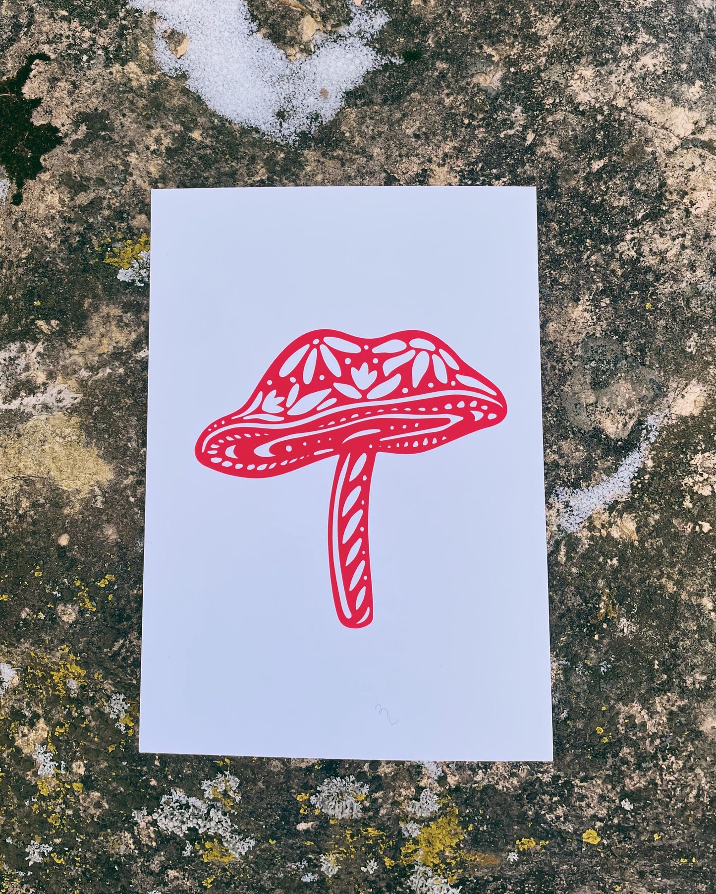 Mushroom Print - Nordic Home - Nature Art - 5x7 Print - Red Mushroom