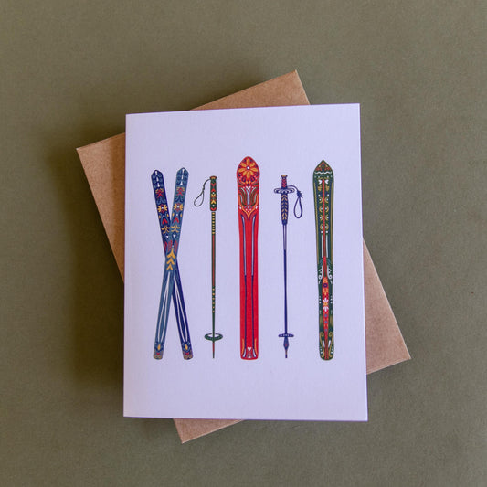 Nordic Skis Greeting Card - Blank Card - Cards - Skis - Gift - Nordic - Apres Ski