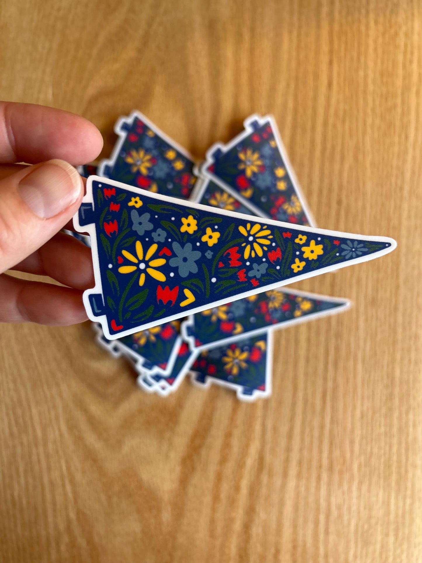 Floral Pennant Flag Sticker - Outdoorsy -Bumper Sticker - Water bottle sticker - Waterproof Sticker