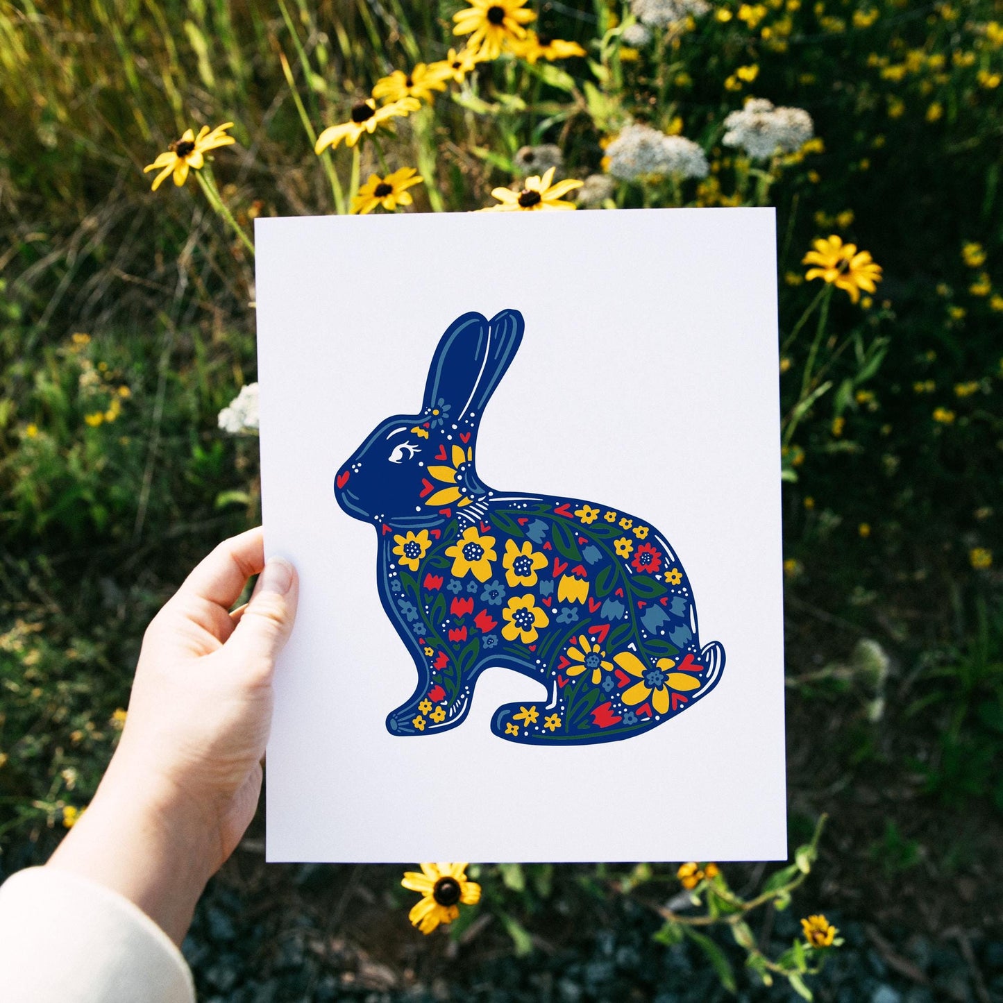 Bunny Wall Art-Woodland Nursery Art-Nordic-Folk-Scandinavian-Minimal