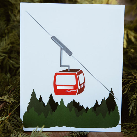 Ski Lift Print - Cabin Art - Cabin Decor - Ski Gondola - Ski Art - Winter Art - Snow Art-Skis