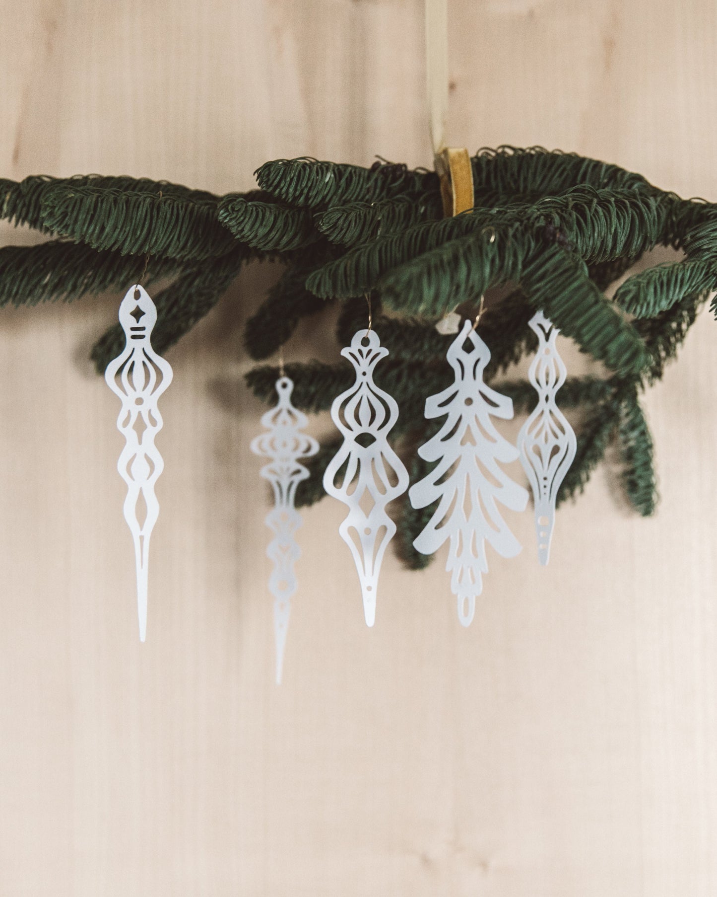 Cardstock Paper Icicles - set of 10 - hand drawn - Ornate Icicles - Snowflakes - Holiday Decor - Unique Paper Decorations