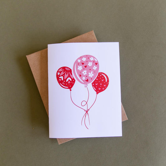 Floral Balloons - Blank Card - Card - Gift - Celebration Card - Valentines Day Card-Birthday Card- Birthday Balloons - Balloons