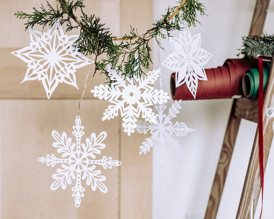 Paper Snowflakes set of 5 Holiday Decor