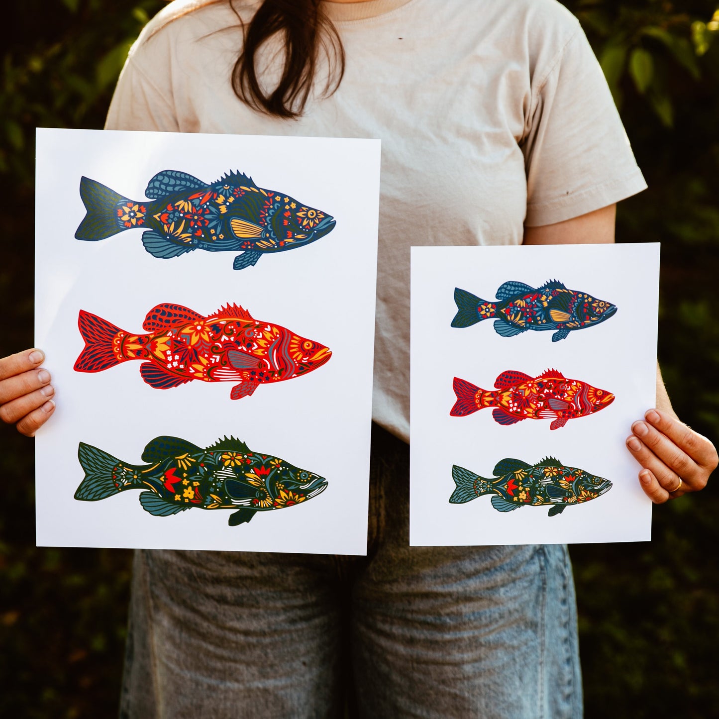 Fish Art - Fish Print - Cabin Art -  Nature Decor - Fishing Lover Gift - Father's Day Gift - Bass Fish